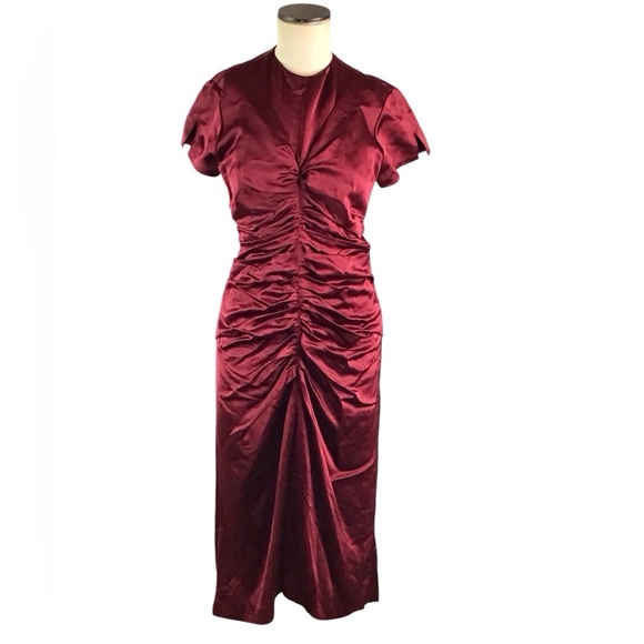 Isabel Marant Burgundy Tissue Ruched Dress, Sz 40, US S, EUC